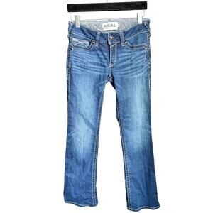 Ariat REAL Denim Mid Rise Bootcut Jeans Women Size 26 Western Stitch